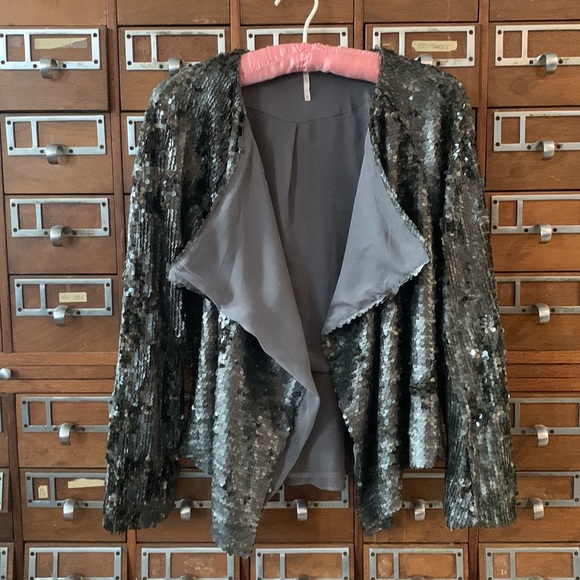 Free People Party Sequin Open Drape Jacket Extra Small - Picture 4 of 16